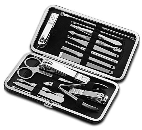 LQT Ltd 16 in 1 pcs Nail Clipper Kit with case Nail Care Set Pedicure Scissor Tweezer Knife Ear Pick Utility Manicure Set Tools MS01