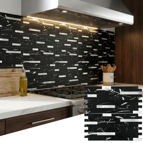 Yipscazo Stone Metal Tile Backsplash Pure Black