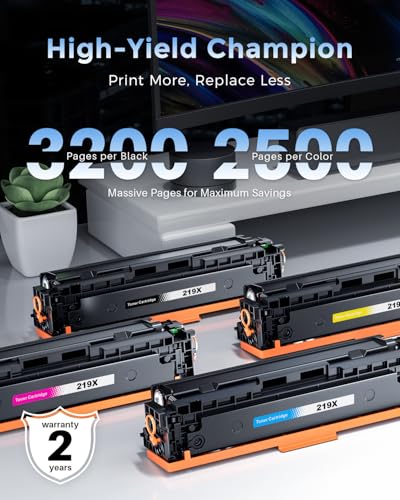 Kuva 219X Toner with Chip Compatible with HP W2190X W2190A 219A for Color LaserJet Pro MFP 3302FDW 3302SDW 3302FDN 3302FDNG 3302FDWG 3302SDWG 3202DN 3202DW (4-Pack)