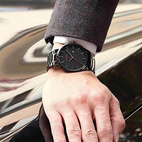 VOEONS Mens Watches Clearance Black Stainless Steel Watch Analog Quartz Wrist Watch for Men reloj de mujeres - Thumbnail 5