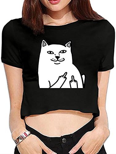 Sexy Exposed Navel Female T-Shirt Bare Midriff Crop Top Cat Lord Nermal T Shirts