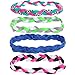 kilofly 4pc Girls Nonslip Grip Braided Headbands Teens Sports Hair Elastic Bands