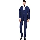 P&L Men's 2 Piece Classic Fit Suit 2 Button Blazer Jacket & Pleated Pants, Regular, Big & Tall for Business Wedding Prom
