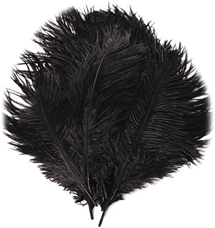 Wansu 10pcs Ostrich Feathers 10-12inch(25-30cm) for Home Wedding/Table/Party/carnivals Decoration,Black