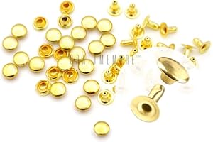 CRAFTMEMORE 200 Pack Leather Rivets Single Cap Rapid Rivet Metal Stud Fasteners Round Cap for Bag Belt Wallet Leather Craft (Gold, 7MM)