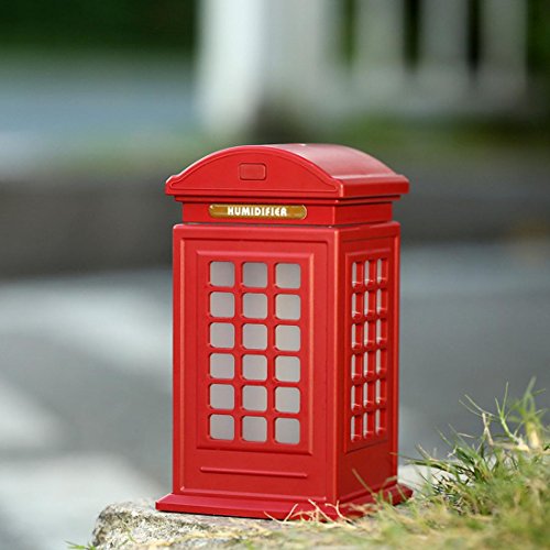 Highpot Humidifier Large Capacity Creative Telephone Booth Humidifier Retro Art Home Decor (Red)