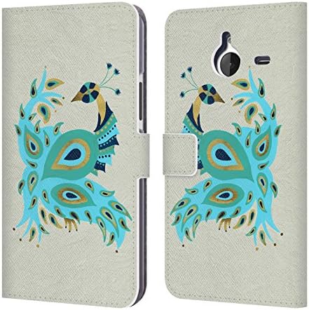 Official Cat Coquillette Peacock Gold Birds Leather Book Wallet Case Cover For Microsoft Lumia 640 XL / Dual SIM