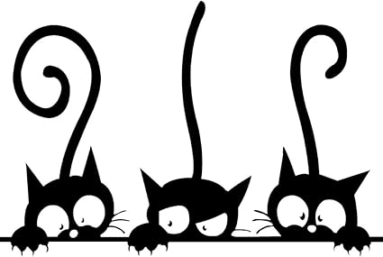 Vorcool Trois Droles De Chats Animaux Wall Sticker Chambre De Menage Pvc Fenetre Stickers Muraux Bricolage Decoration Amovible Stickers Muraux Home Decor Noir Amazon Fr Cuisine Maison