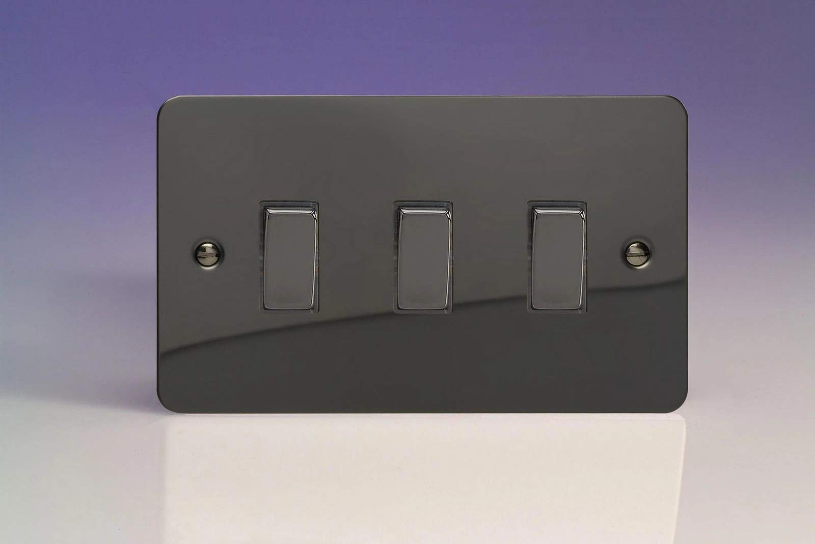 Varilight 3-Gang 10A 1- or 2-Way Rocker Light Switch (Twin Plate) Iridium XFI93D