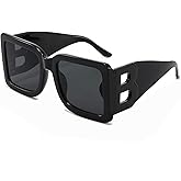 PORADAY Fashion Large Square Sunglasses for Women Men Trendy Black Thick Frame Luxury Designer Sun Glasses Modern Big Frame