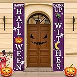 Halloween Decorations Outdoor | Happy Halloween & Drink Up Witches Halloween Signs for Front Door or Indoor Home Decor | Porch Decorations | Halloween Welcome Signs