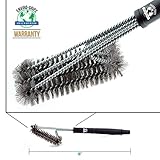 Stainless Steel Grill Brush by Enviro Grips - 5 Out of 5 Stars BBQ Grill Accessories - Barbecue Cleaning Tool Brush - Stainless Steel Bristles with Woven Wire Design - Perfect Gift to Clean Weber Grill and Porcelain Grills - Extended 18