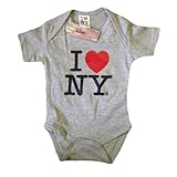 I Love NY New York Baby Infant Screen Printed Heart Bodysuit Gray