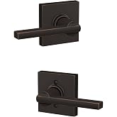 Schlage Latitude Hall/Closet Passage Door Handle, Reversible, Aged Bronze | Hall or closet lever door handle with no lock, Easy to install, Certified durability, Universal fit
