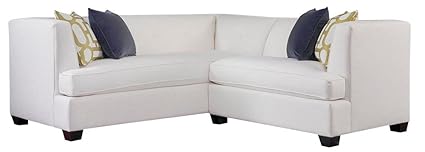 Afydecor Modern 2-piece L shaped Sofa with Tight Back and Wedge Arms - White