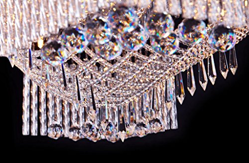 Saint Mossi Modern Crystal Raindrop Chandelier Lighting Flush mount LED Ceiling Light Fixture Pendant Lamp for Dining Room Bathroom Bedroom Livingroom 13 X G9 Bulbs Required H7" X W24" X L32" - Thumbnail 2