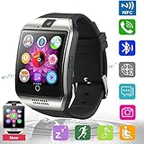 Bluetooth Smart Watch Phone Pandaoo Smart Watch Mobile Phone Unlocked Universal GSM Bluetooth 4.0 NFC Music Player Camera Calendar Stopwatch Sync for Android iPhone Google Huawei Smartphones (Silver)