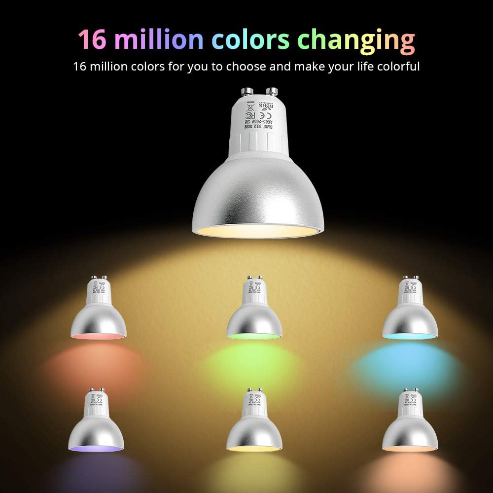 BENEXMART Zigbee GU10 Smart LED Bulb 5W RGBW Compatible with Tuya SmartThings App Alexa Echo Plus Google Home Voice Control (6 Pack) - Image 3