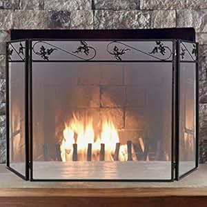 Pinty - Protector de Chimenea de Hierro Forjado con 3 Paneles para