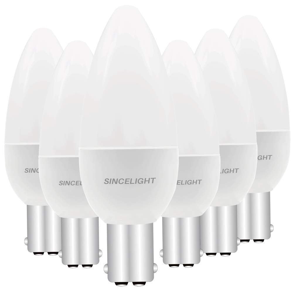 SINCELIGHT B15 BA15D LED Candle Light Bulb, B35 Shape with Milky Diffuser, 5 Watt, Neutral White 4000K, Rich&Ture Color RA≈92, 500 Lumens, 50W Equivalent, SBC Small Bayonet Cap, Pack of 6