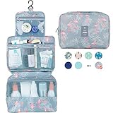 Hanging Travel Toiletry Bag Cosmetic Make up Organizer for Women and Girls Waterproof (A-Flamingo)