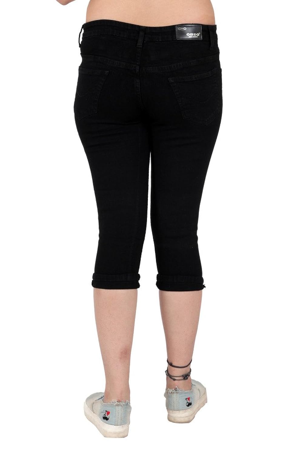 obeo womens slim fit streachable denim capri