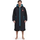 ALLEN &amp; MATE Swim Parka Waterproof Quick Dry Oversized Hooded Changing Robe 2 Way Zipper Surf Beach Swim Jacket Men &amp; Women