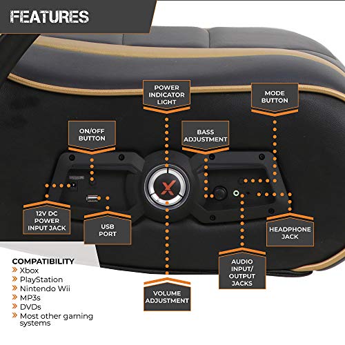 X Rocker 24K 2.1 BT Floor Rocker Gaming Chair, 36.2" x 20.8" x 31.5