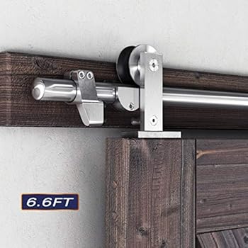 SMARTSTANDARD 6.6FT Top Mount Heavy Duty Sliding Barn Door Hardware Kit, Single Rail, Stainless Steel, Smoothly and Quietly, Simple and Easy to Install, Fit 36