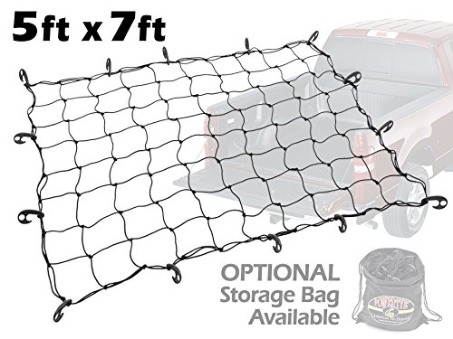 5ft x 7ft PowerTye Mfg Truck & Trailer Large Elastic Cargo Net with 14 Adjustable Hooks, Black Net - Thumbnail 6