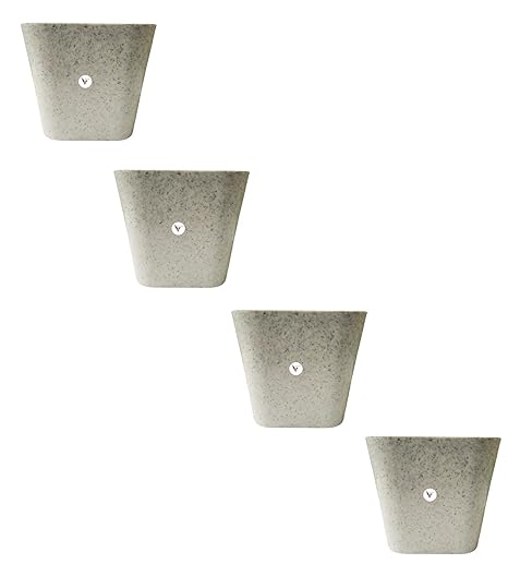 VINSHRA Plastic Pot, White, 6 inch, 4 Pieces