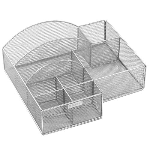 Eltow Silver Plate and Cutlery Organizer: Large Kitchen Spoon, Fork, Knives and Cups Holder - Sturdy Bowl, Napkin and Tableware Dispenser - Home, Restaurant, BBQ and Picnic Plate Organizer Caddy