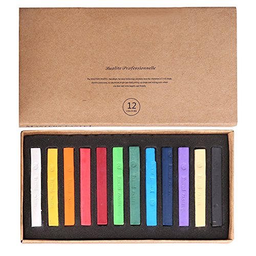 LOONENG Square Soft Chalk Pastels Stick, Brilliant Assorted Colors, 0.4" X 2.4", 12-Count