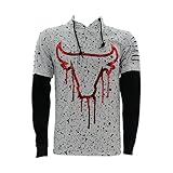 Switch Remarkable - Men's Paint Splatter Bull Hoodie T-Shirt - White/Red