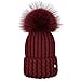 Winter Beanie Hats for Women Real Fur Pom Pom Slouchy Beanies Bobble Ski Cap