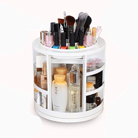 Amazon Co Jp Honana メイクボックス 360 回転化粧品化粧品収納ボックス 保管ブラシ マニキュア 口紅のために白いプラスチック製の化粧品ディスプレイスタンド おしゃれ ホーム装飾 ホーム キッチン