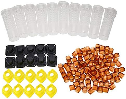 ATEZIEU Bee Queen Rearing Cup Kit System, Bee Beekeeping Catcher Box Catcher Cage Bee Keeper Tools Apiculture Box Set, 120 Cell Cups Tool Set