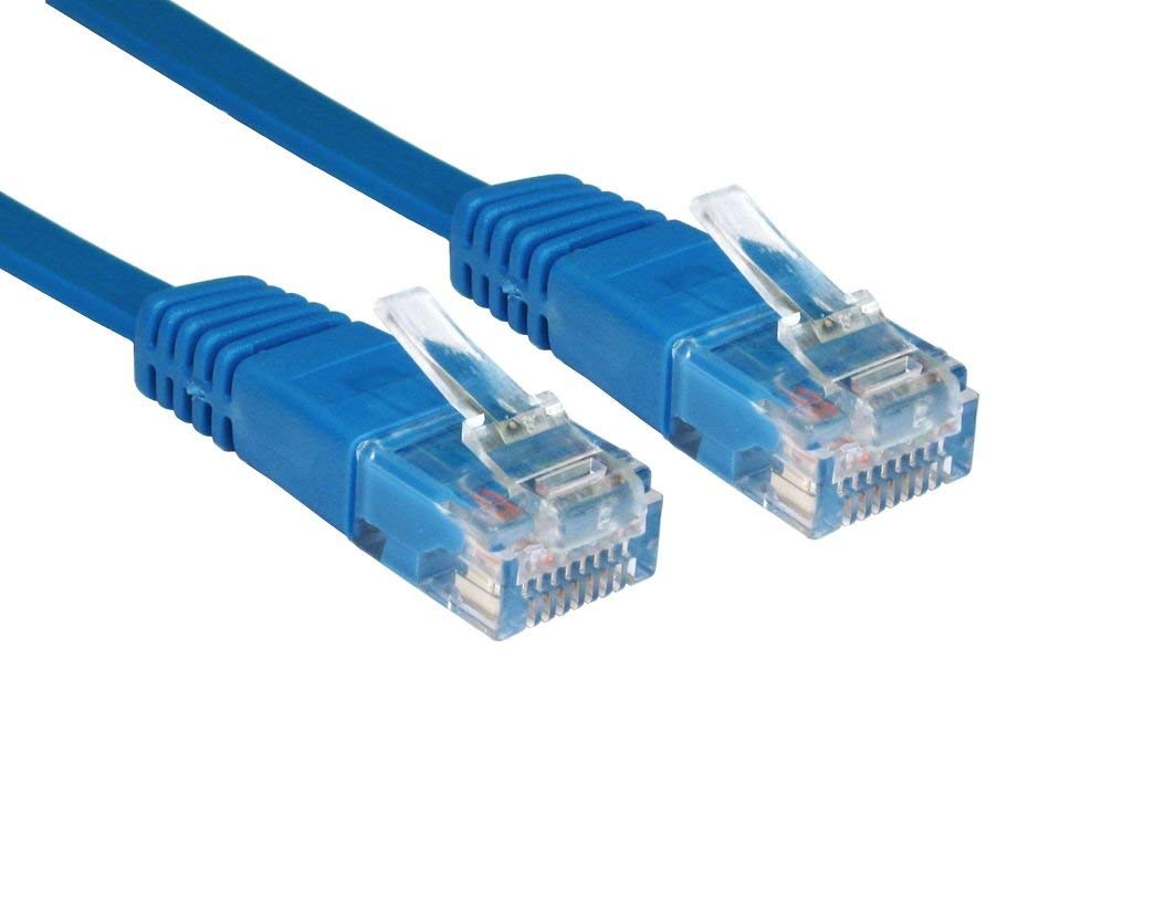 World of Data 1.5m Flat Network Cable BLUE - 30AWG - Low Smoke Zero Halogen (LSOH) - Moulded - RJ45 - Ethernet - LAN - Patch - Ideal for under floor & carpet