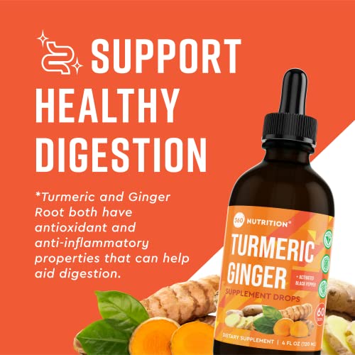 360 Nutrition Turmeric and Ginger Supplement Drops, Vegan Turmeric