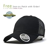 Plain Cotton Twill Mesh Adjustable Snapback Trucker Baseball Cap (Various Colors) (Black)