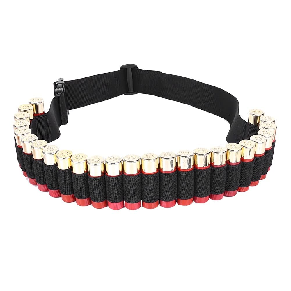 Shotgun Shell Bandolier, 25 Round 12 Gauge Rifle Ammo Shotshell Belt Carrier Adjustable for Tactical Military Hunting