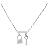 Jewels By Lux Sterling Silver Womens Lock & Key Charm Necklace Size 16 Inches