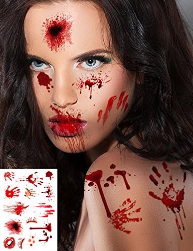 7 Sheets Scar Tattoos Temporary Large – Simulate Body Wound Scab Bloody Stickers, Halloween Parties Spider Pumpkin Realistic Décor, Zombie Cosplay Makeup Horror Injury Art Toys, for Kids Women Men