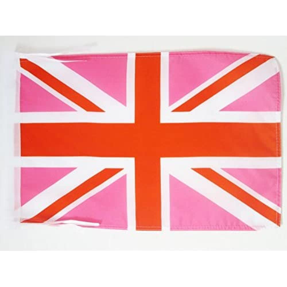 AZ FLAG - Union Jack Pink Flag - 18'' x 12'' - 100% Polyester pink UK - United Kingfom Small Banner with Two Cords - Fade Resistant - Vivid Colors - 18x12 in - 45x30 Cm — image 1