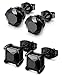 Besteel 2 Pairs Stainless Steel Mens Womens CZ Stud Earrings Pierced Earrings Black 20G 3-8mm
