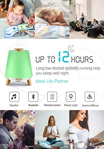 JuTai Essential Oil Diffuser, 300ML Diffuser with Bluetooth Speaker, Ultrasonic Humidifier, Remote Control Aromatherapy… - Image 4