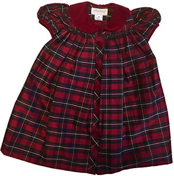 Strasburg Christmas Holiday Formal Girls Dress Plaid Button Front , 100% Silk 3