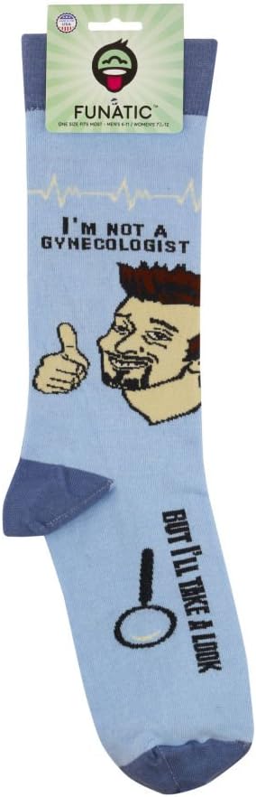 Funatic “I'm Not a Gynecologist But I'll Take a Look" Novelty Bro Socks