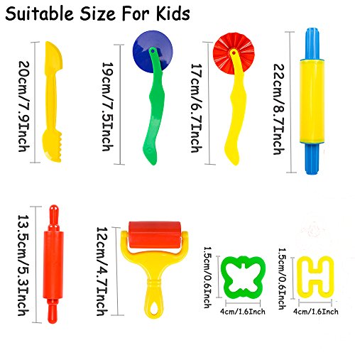 Deardeer Clay Dough Tool Mold Cutters for Kids Various Shapes Modeling Dough Clay Party Pack Mega Tool Playset - 44 Pieces