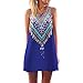 vanberfia Summer Sleeveless Tribal Printed Casual Mini Beach Floral Tunic Dress (M, 6294)
